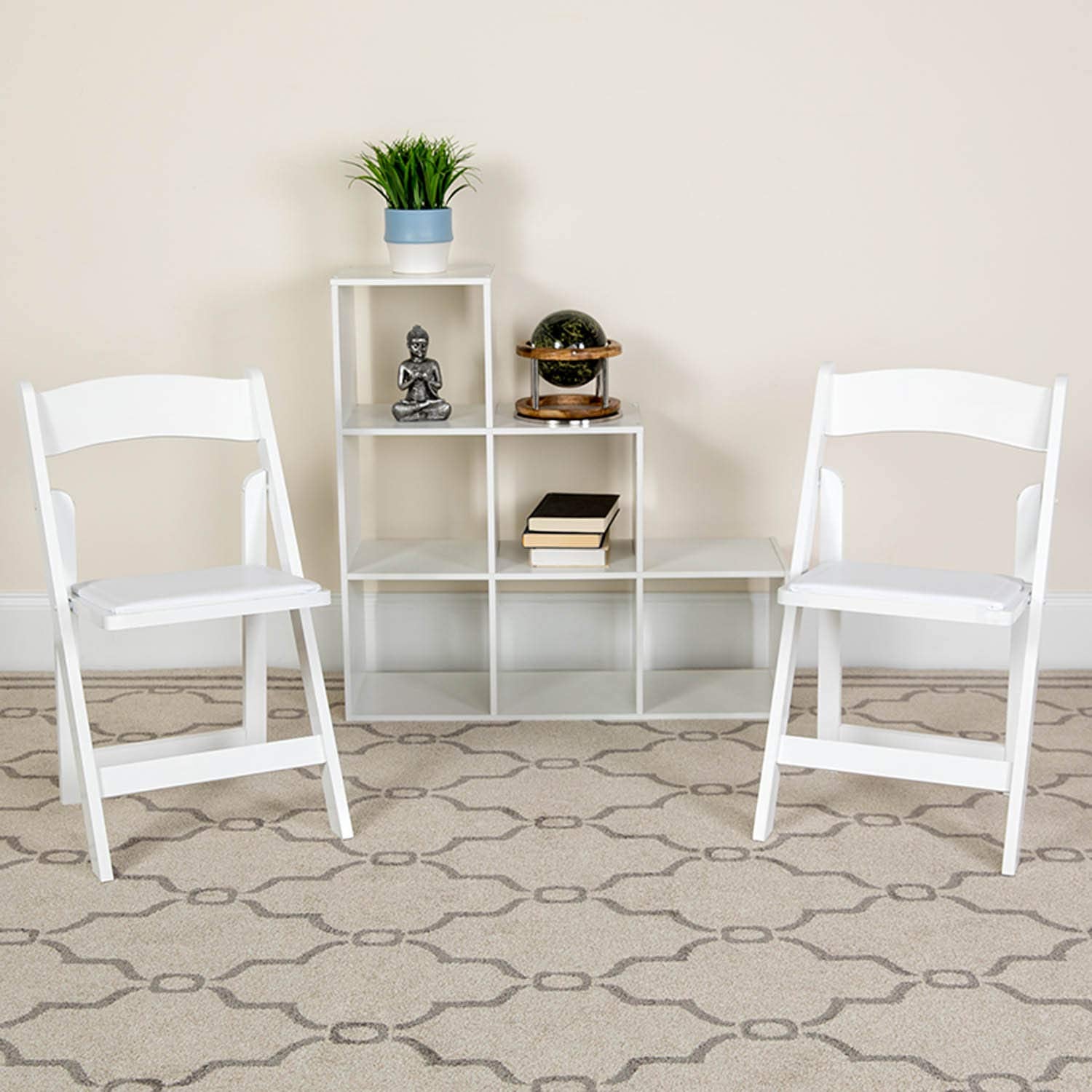 Flash Furniture Hercules Series Beechwood Folding Event Chairs With Padded Seats, Modern Wooden Folding Banquet Chairs, Set Of 4, White